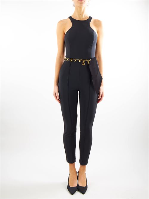 Double layer cr?pe jumpsuit with chain belt Elisabetta Franchi ELISABETTA FRANCHI | Jumpsuits | TUT1041E2110
